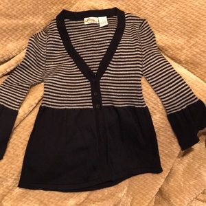 Peplum navy stopped cardigan NWOT